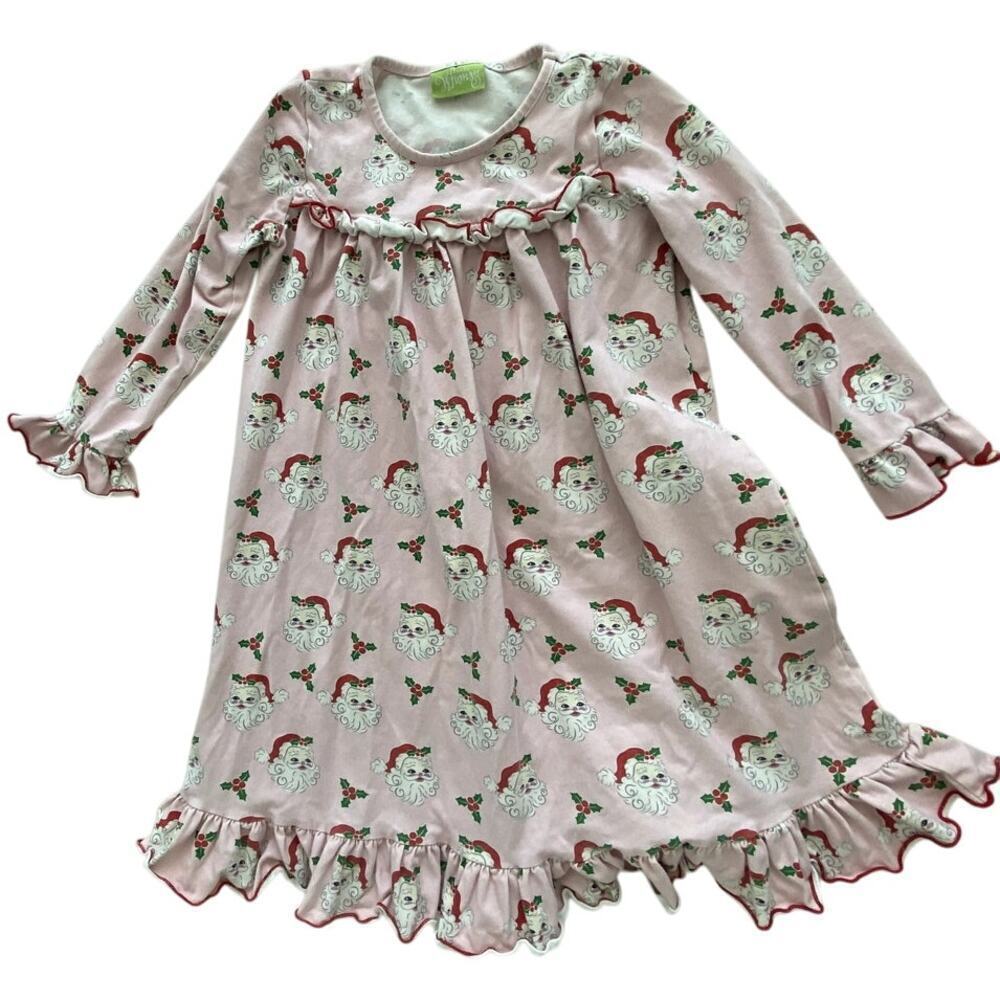 Girls Pink Santa Ruffle Dress Size 6